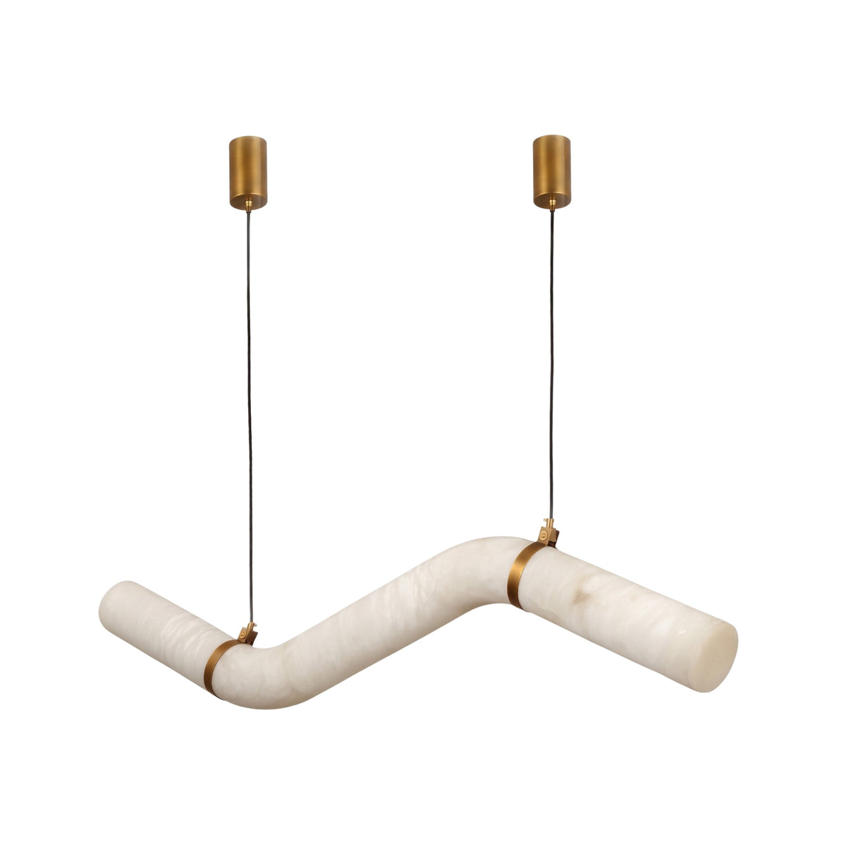 Zareon LED Small Stepped Alabaster Chandelier - Brushed Brass