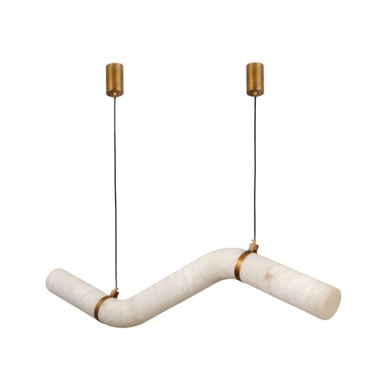 Zareon LED Small Stepped Alabaster Chandelier - Brushed Brass