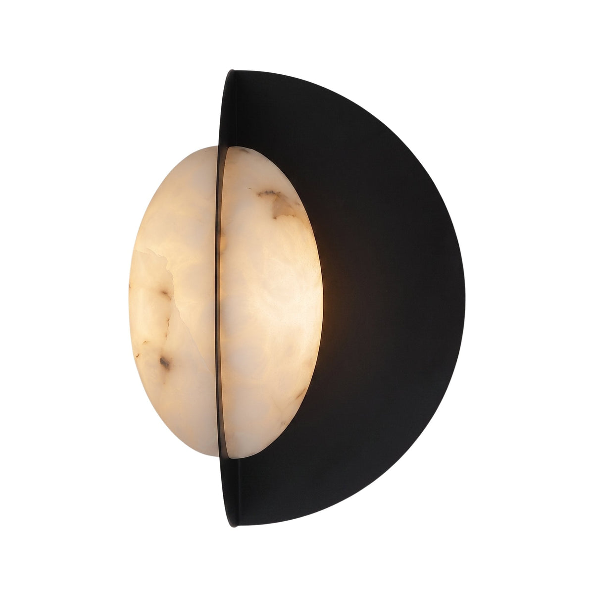 Althia LED Alabaster Wall Light - Matt Black