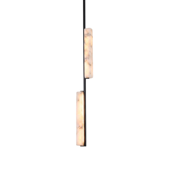 Selvara LED Vertical Duo Alabaster Pendant Light - Matt Black