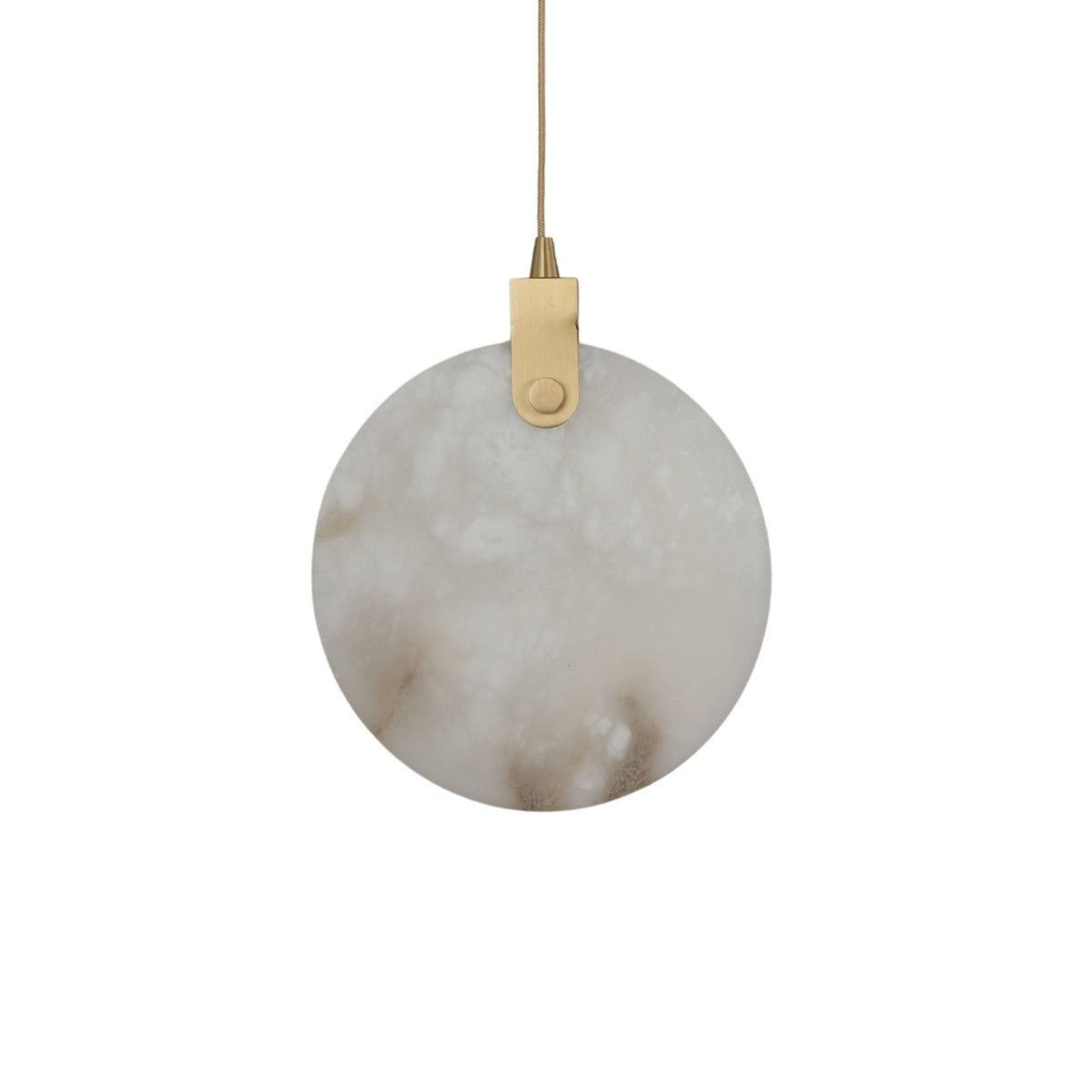 Luna LED Alabaster Disc Pendant Light 200mm - Brushed Brass