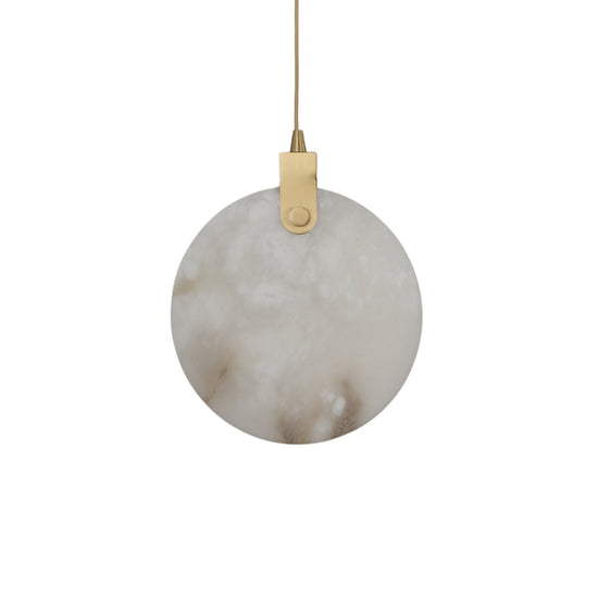 Luna LED Alabaster Disc Pendant Light 200mm - Brushed Brass