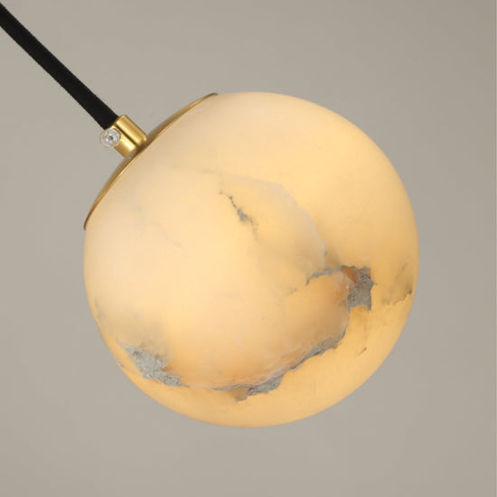 Lyvane Small Alabaster Globe Pendant Light - Brushed Brass