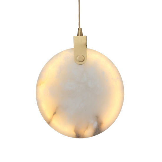 Luna LED Alabaster Disc Pendant Light - Brushed Brass