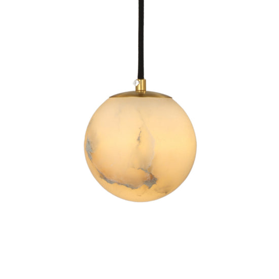 Lyvane Extra Small Alabaster Globe Pendant Light - Brushed Brass