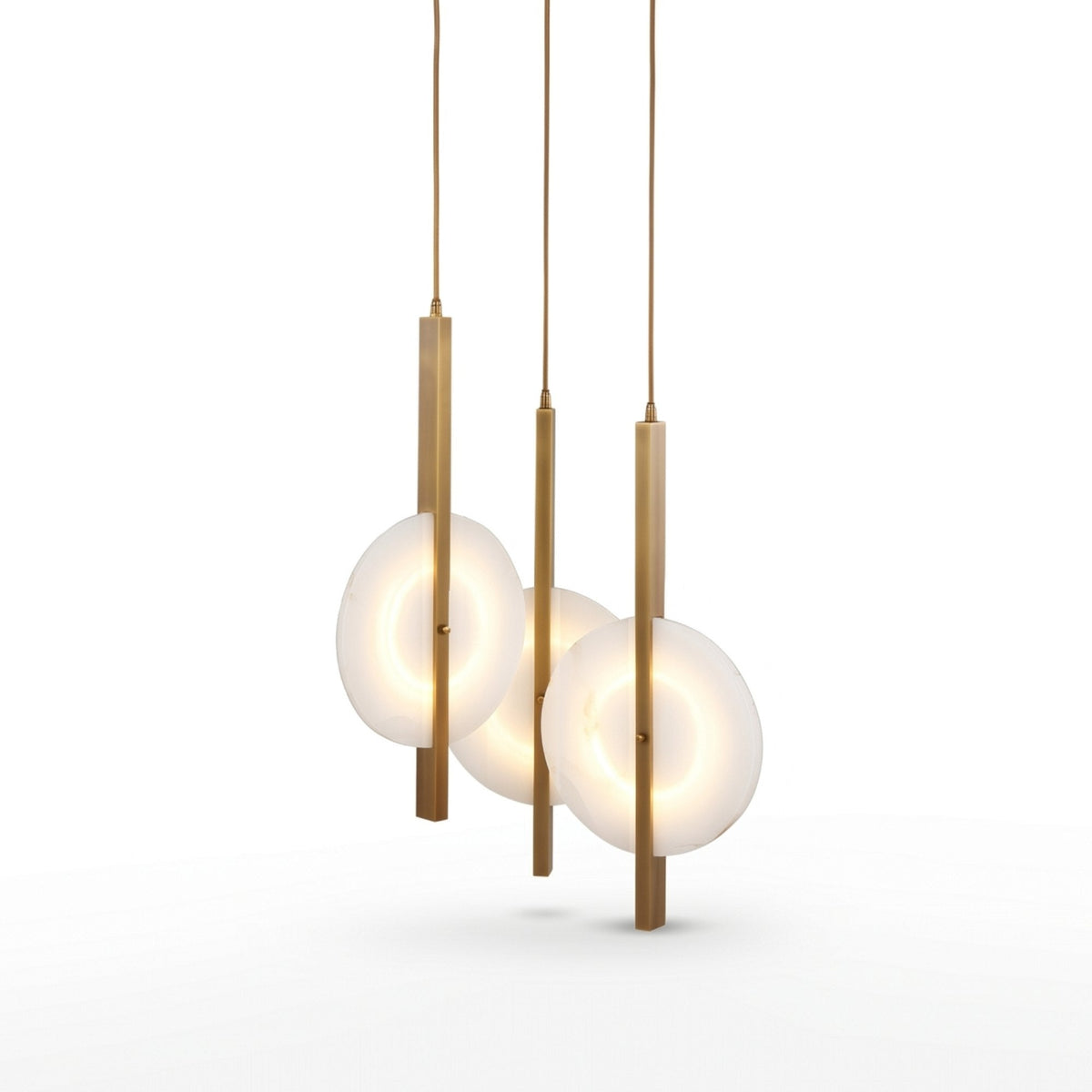 Elyra 3 Light LED Alabaster Cluster Chandelier - Brushed Brass