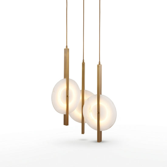 Elyra 3 Light LED Alabaster Cluster Chandelier - Brushed Brass