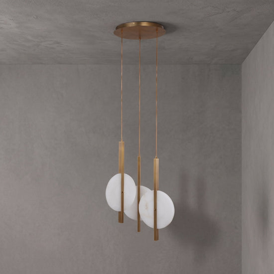 Elyra 3 Light LED Alabaster Cluster Chandelier - Brushed Brass
