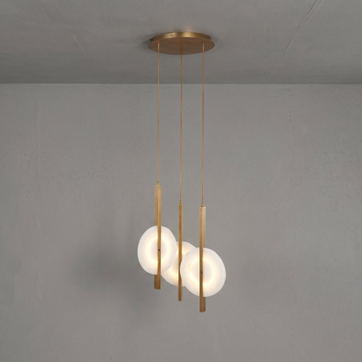 Elyra 3 Light LED Alabaster Cluster Chandelier - Brushed Brass