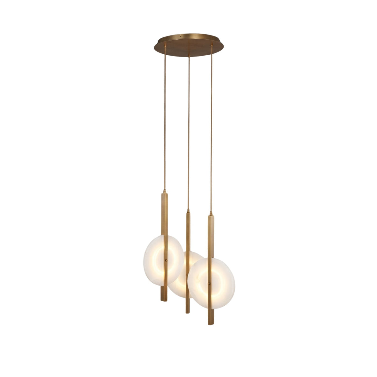 Elyra 3 Light LED Alabaster Cluster Chandelier - Brushed Brass