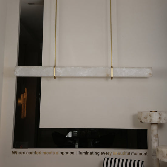 Zarune LED Linear Alabaster Chandelier - Brushed Brass