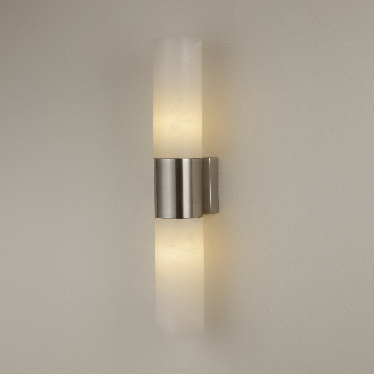 Fiora LED Alabaster Wall Light - Satin Nickel