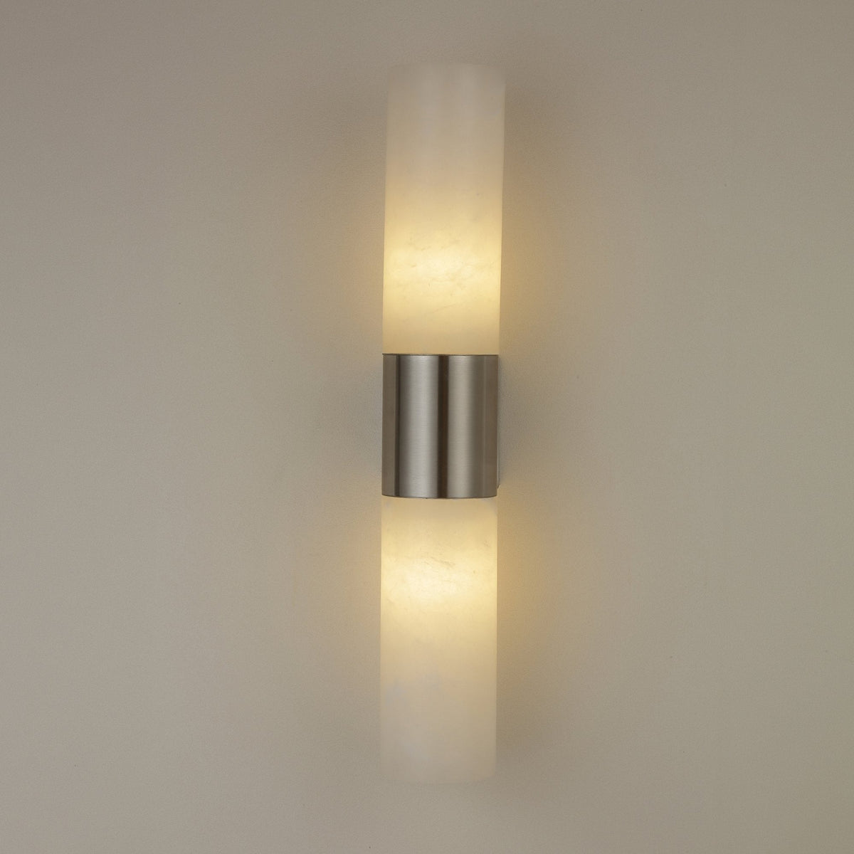 Fiora LED Alabaster Wall Light - Satin Nickel