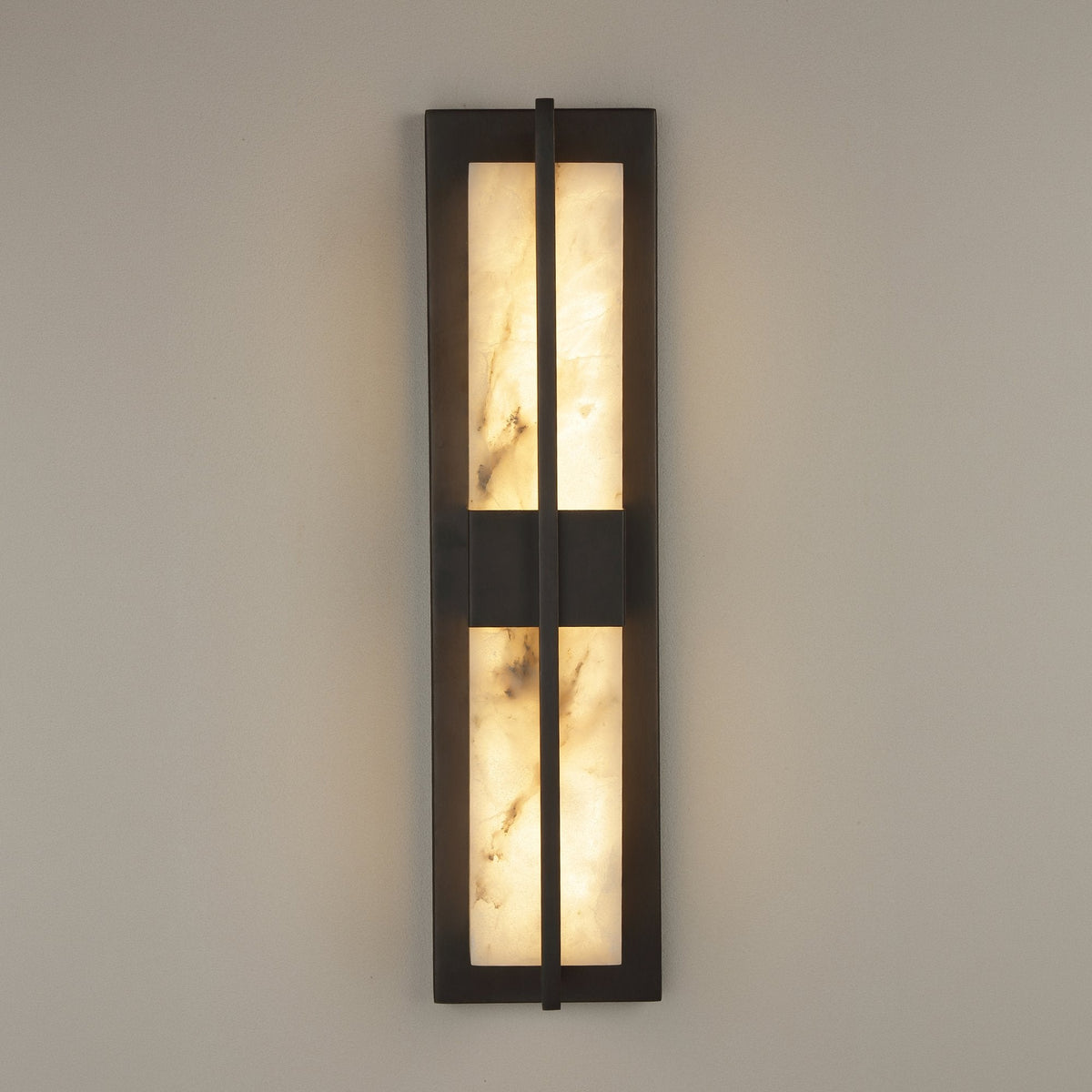 Caldera LED Large Split-Core Alabaster Wall Light - Matt Black