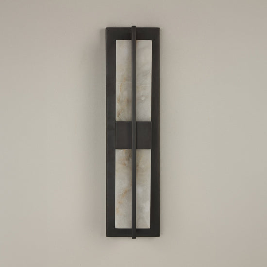 Caldera LED Large Split-Core Alabaster Wall Light - Matt Black