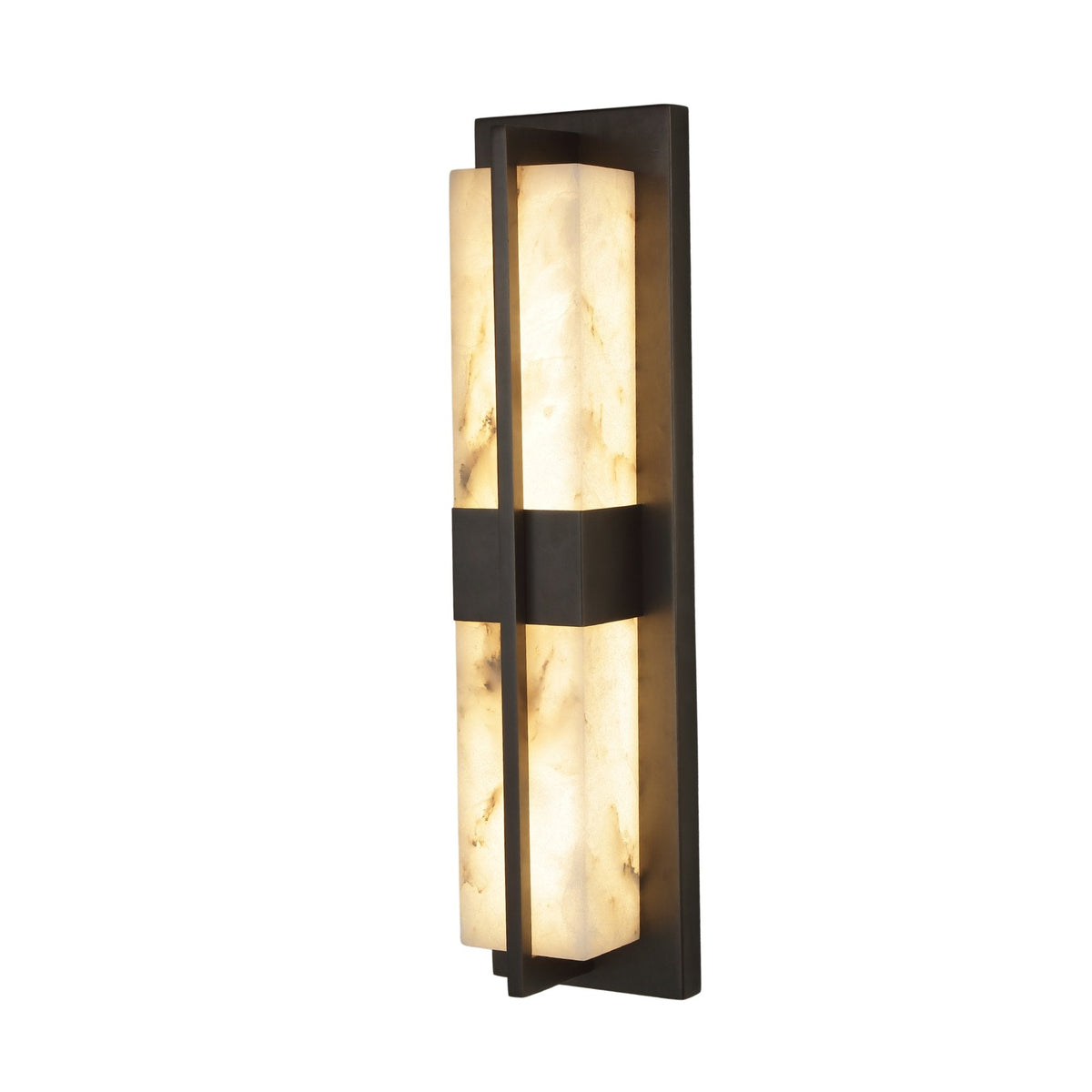 Caldera LED Large Split-Core Alabaster Wall Light - Matt Black