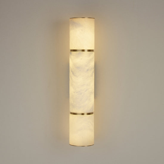 Almora LED Alabaster Cylinder Wall Light Medium - Brass