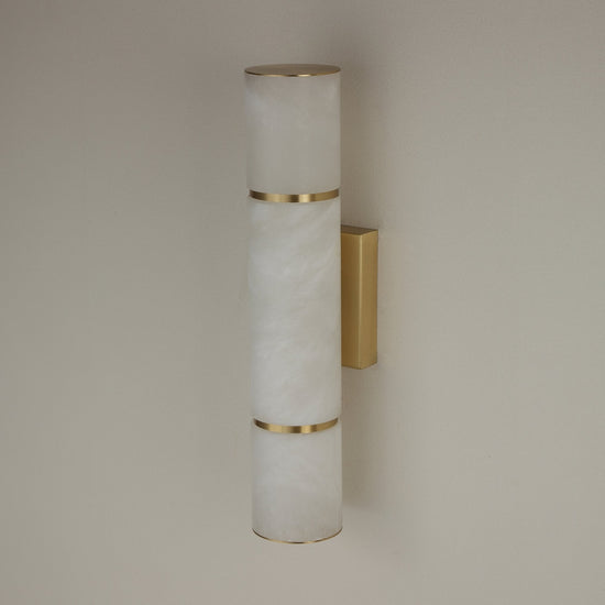 Almora LED Alabaster Cylinder Wall Light Medium - Brass