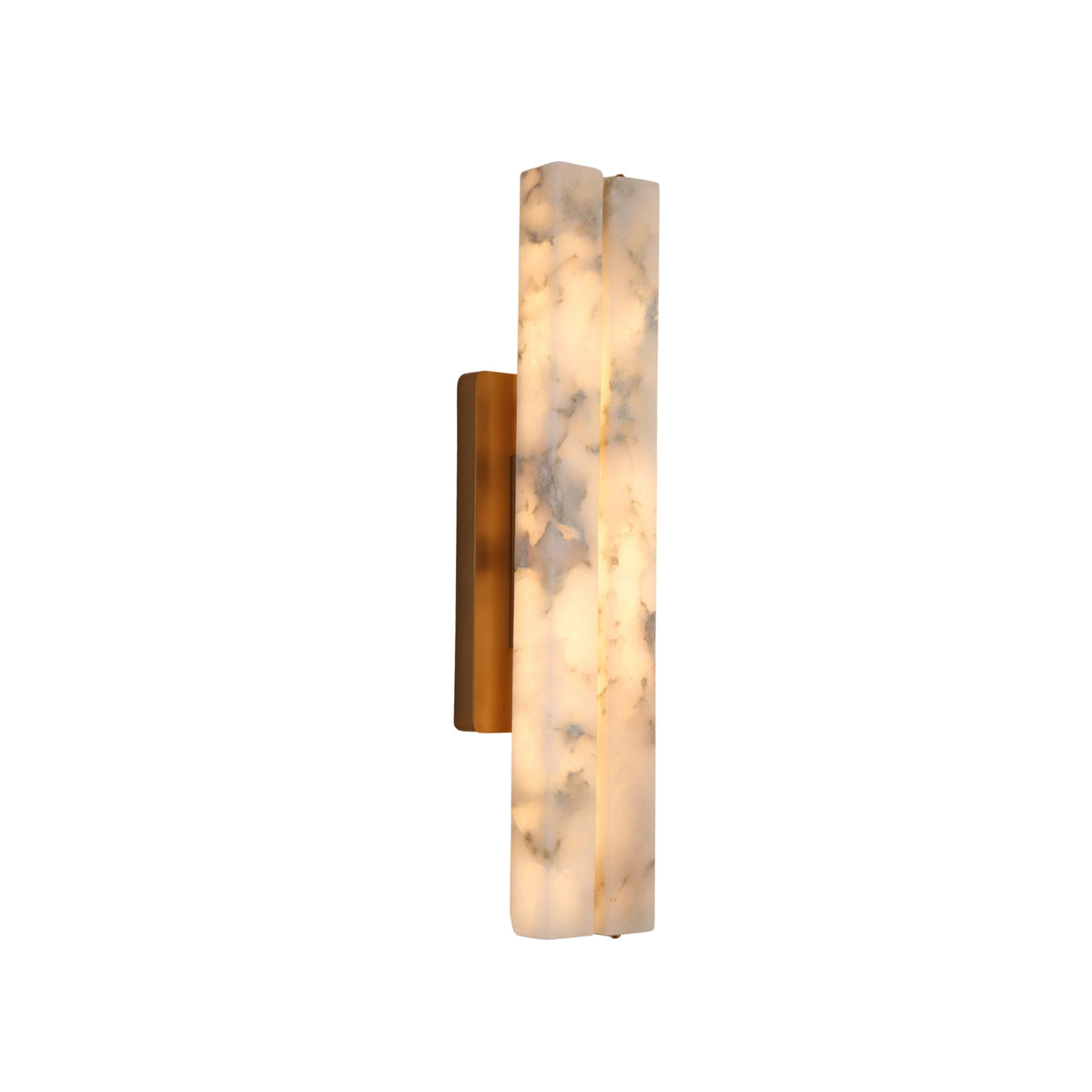 Selvara LED Medium Alabaster Double Wall Light - Brushed Brass & Soft White
