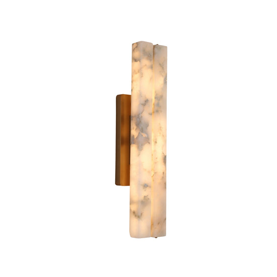 Selvara LED Medium Alabaster Double Wall Light - Brushed Brass & Soft White