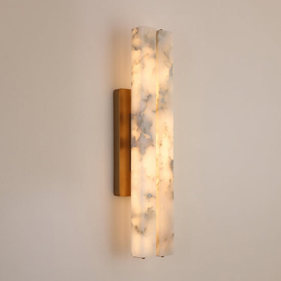 Selvara LED Large Alabaster Double Wall Light - Brushed Brass
