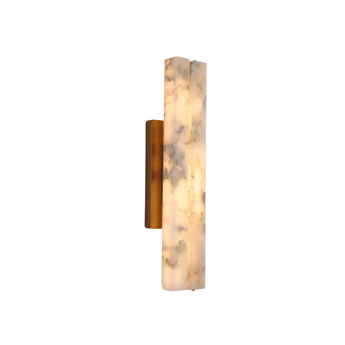 Selvara LED Small Alabaster Double Wall Light - Brushed Brass