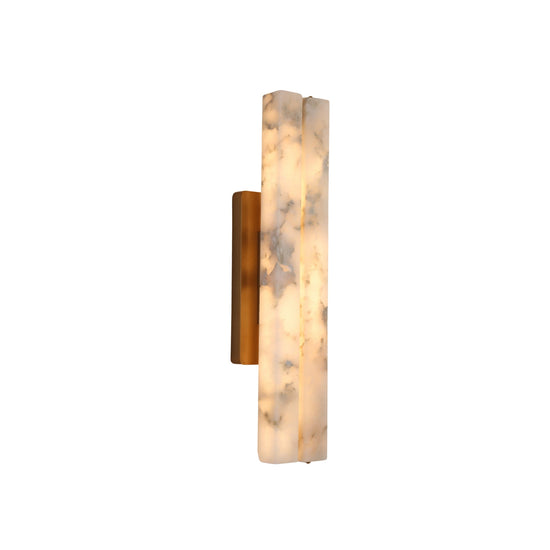 Selvara LED Small Alabaster Double Wall Light - Brushed Brass