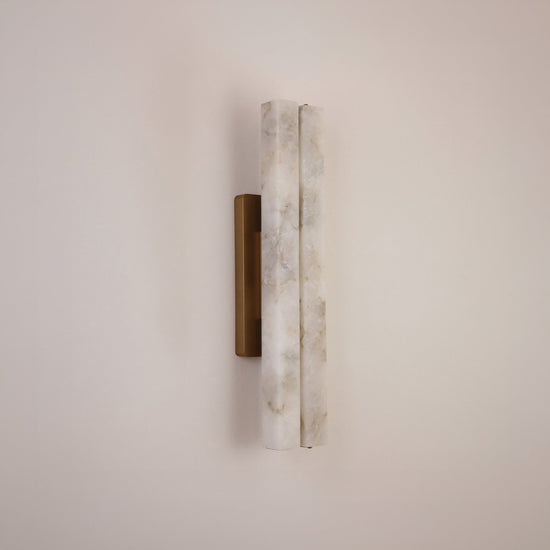 Selvara LED Small Alabaster Double Wall Light - Brushed Brass