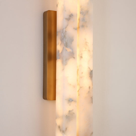 Selvara LED Large Alabaster Double Wall Light - Brushed Brass