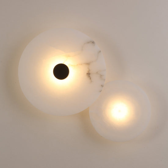 Solmira LED Dual Disc Alabaster Wall Light - Soft White & Brushed Brass