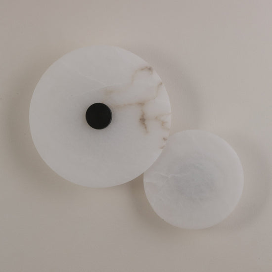 Solmira LED Dual Disc Alabaster Wall Light - Soft White & Brushed Brass
