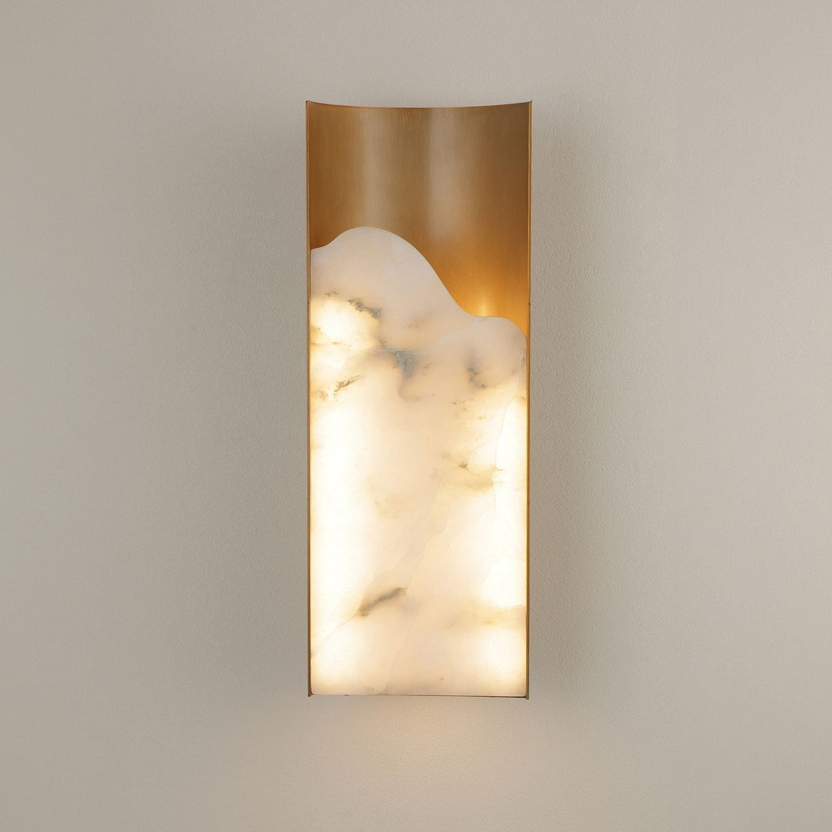 Caelith 1 Light Large Carved Alabaster Wall Light - Brushed Brass