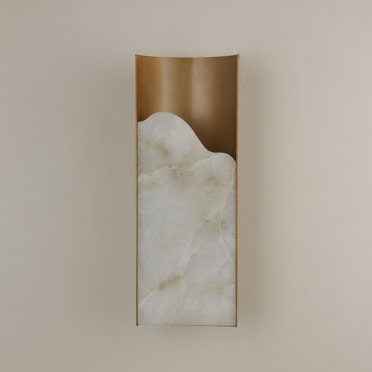 Caelith 1 Light Small Carved Alabaster Wall Light - Brushed Brass