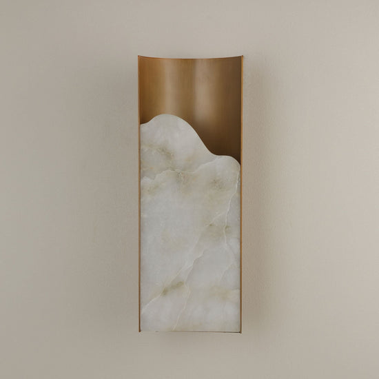 Caelith 1 Light Large Carved Alabaster Wall Light - Brushed Brass