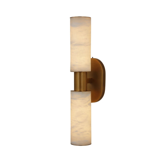 Lumara 2 Light Twin Tube Alabaster Wall Light - Brushed Brass