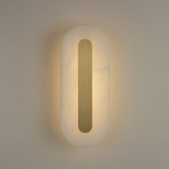 Averra LED Alabaster Wall Light Small - Soft White & Brass