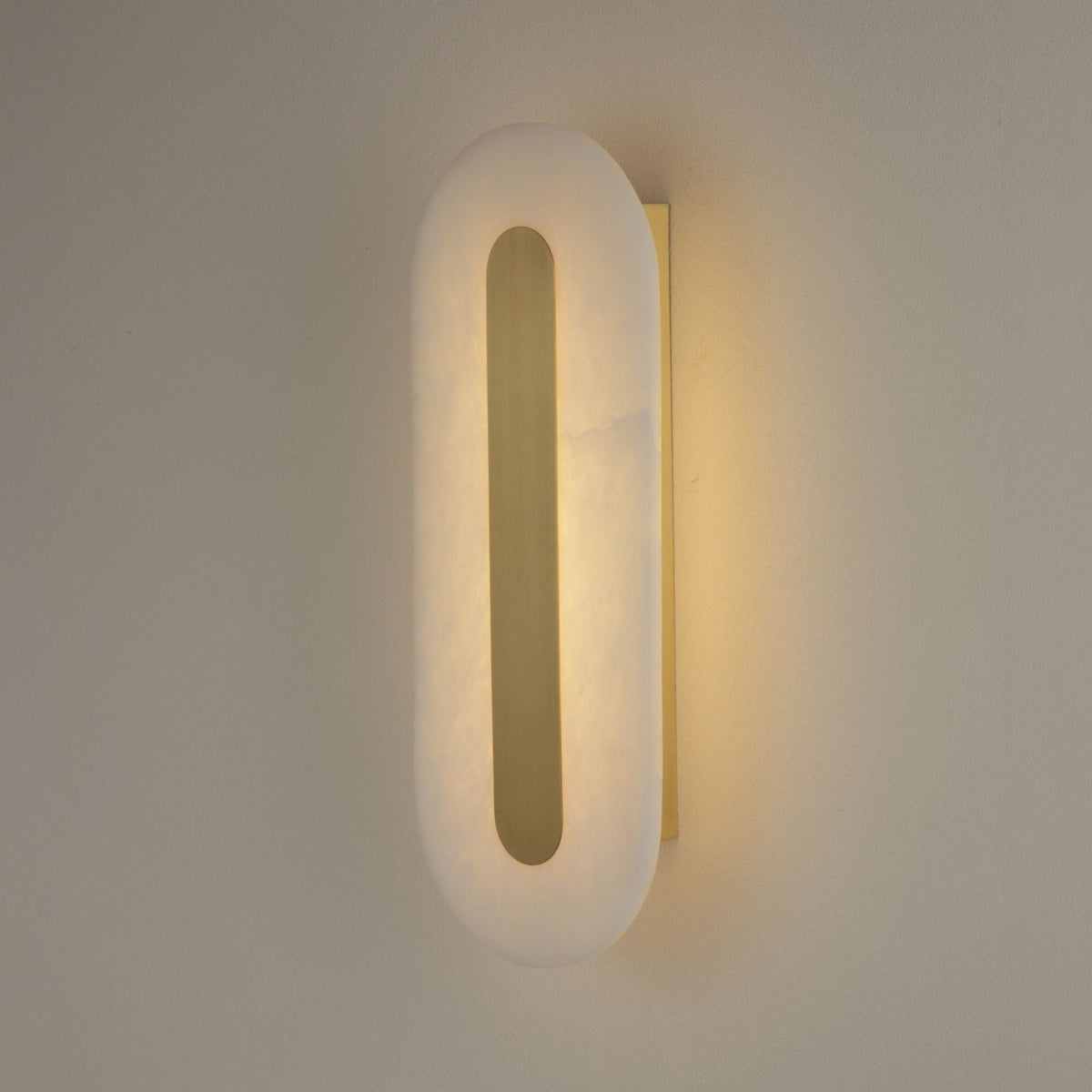 Averra LED Alabaster Wall Light 800mm - Soft White & Brass