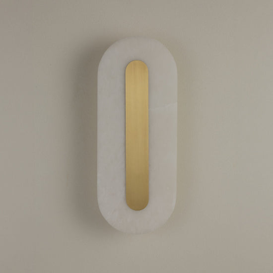 Averra LED Alabaster Wall Light Small - Soft White & Brass