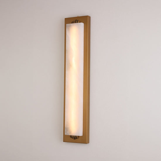 Valora LED Vertical Alabaster Wall Light - Brushed Brass
