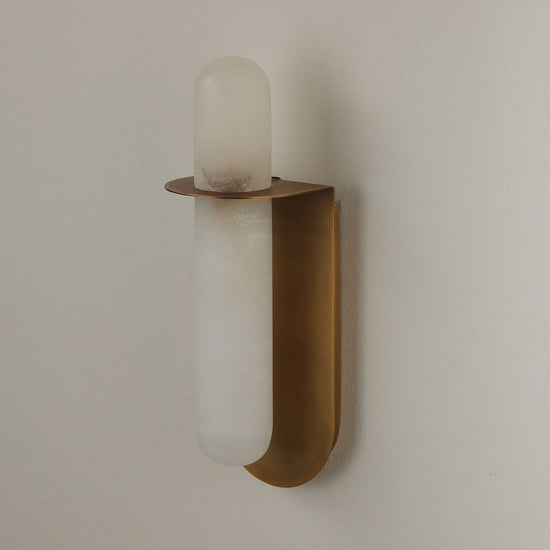 Luneth LED Large Alabaster Wall Light - Brushed Brass