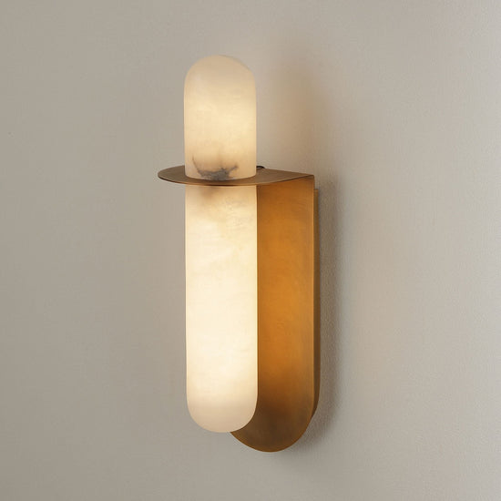 Luneth LED Large Alabaster Wall Light - Brushed Brass