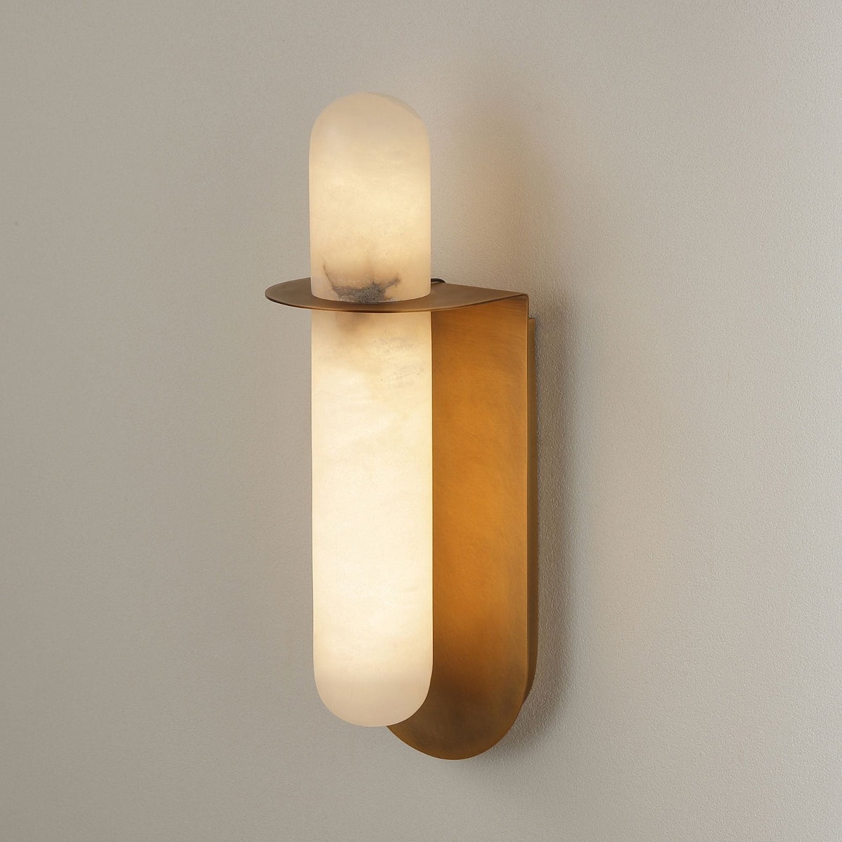 Luneth LED Small Alabaster Wall Light - Brushed Brass