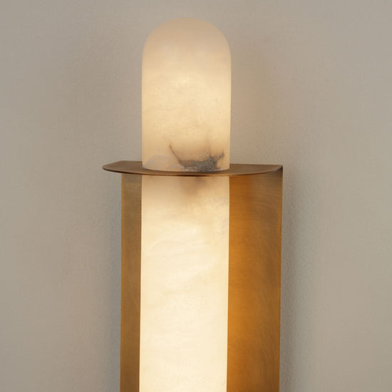 Luneth LED Small Alabaster Wall Light - Brushed Brass