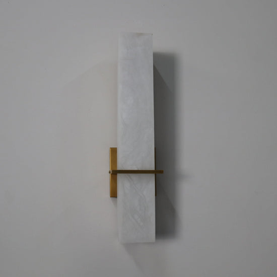 Aurevon LED Alabaster Vertical Panel Wall Light - Brushed Brass