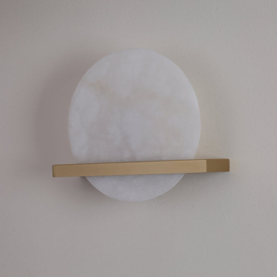 Caldris LED Circular Alabaster Wall Light - Brushed Brass