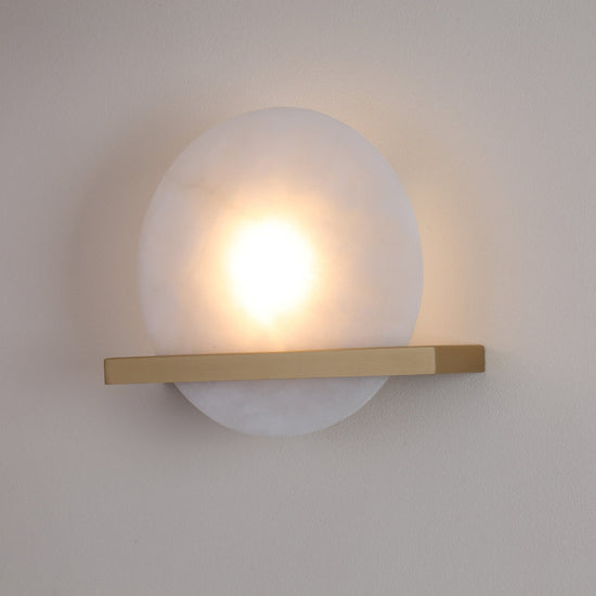 Caldris LED Circular Alabaster Wall Light - Brushed Brass
