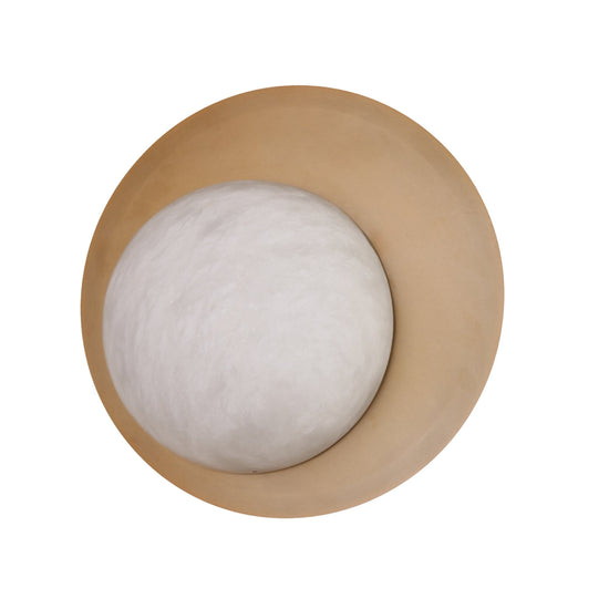 Lunara 1 Light Round Alabaster Wall Light - Brushed Brass