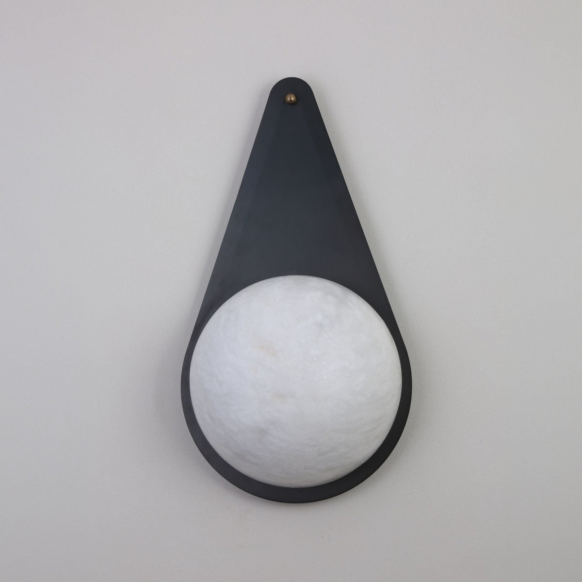 Lunara 1 Light Teardrop Alabaster Wall Light - Matt Black