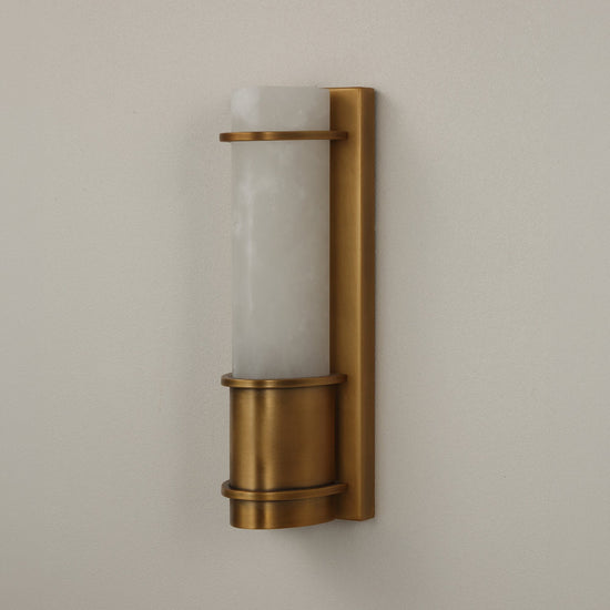 Averna LED Framed Alabaster Wall Light Small - Brushed Brass