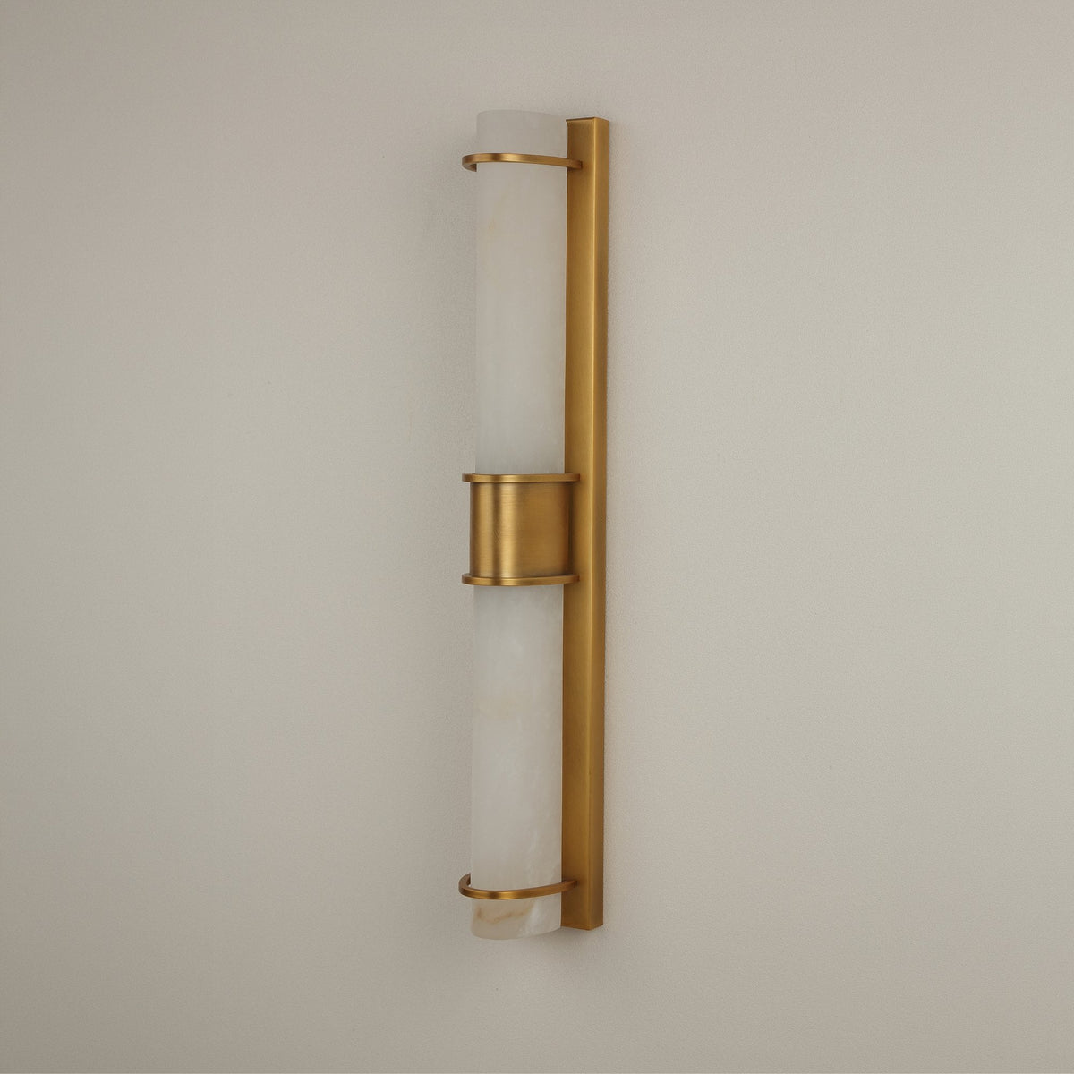 Averna LED Framed Alabaster Wall Light - Brushed Brass